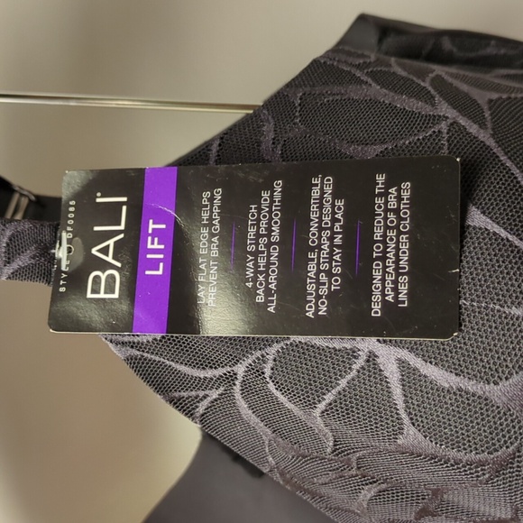 38D Bali Beauty Lift Invisible Support Convertible Strap Underwire Bra Nwt black - Picture 4 of 6